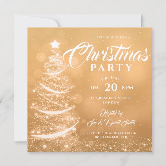 Elegant kerstfeest Sparkle Gold Holiday Kaart (Voorkant)