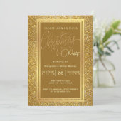 Elegant Kerstfeest Sparkle Gold uitnodiging (Staand voorkant)