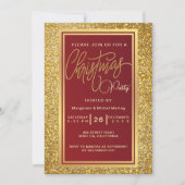 Elegant Kerstfeest Sparkle Gold uitnodiging (Voorkant)
