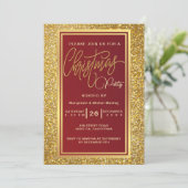 Elegant Kerstfeest Sparkle Gold uitnodiging (Staand voorkant)