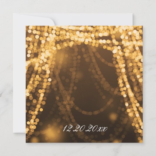 Elegant kerstfeest String Lights Gold Kaart (Achterkant)