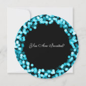 Elegant kerstfeest turquoise sprankelende lichten kaart (Achterkant)