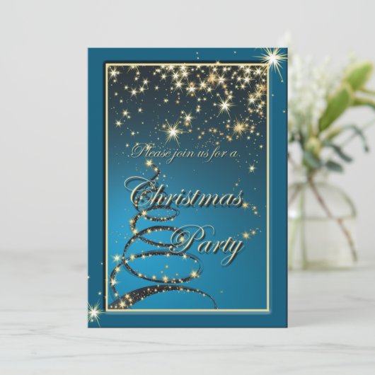 Elegant Kerstfeest, uitnodiging (Staand voorkant)