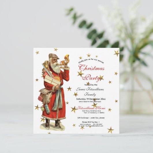 Elegant  kerstfeest uitnodiging (Staand voorkant)