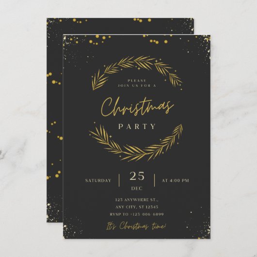 Elegant Kerstfeest Uitnodiging Kaart Aanpassen (Voorkant / Achterkant)