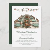 Elegant kerstfeest - Uitnodiging voor het diner (Voorkant / Achterkant)