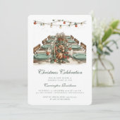 Elegant kerstfeest - Uitnodiging voor het diner (Staand voorkant)