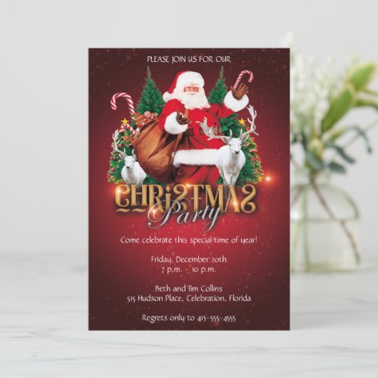 Elegant kerstfeest van de kerstman kaart (Staand voorkant)