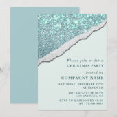 Elegant Kerstfeest van het Bedrijf  Glam Glitter Kaart (Voorkant / Achterkant)