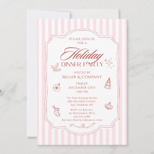 Elegant Kerstfeest voor Zakelijke Feestelijke Dinn Kaart (Voorkant)