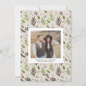 Elegant kerstfeest Waterverf Greenery Oval Foto Feestdagenkaart (Achterkant)