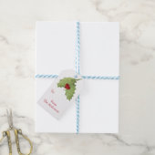 Elegant kerstfeest Waterverf Holiday Berries Cadeaulabel (Met Touw)