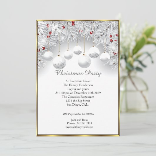 Elegant kerstfeest White Snow bubles Kaart (Staand voorkant)