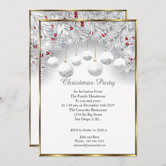 Elegant kerstfeest White Snow bubles Kaart (Voorkant / Achterkant)