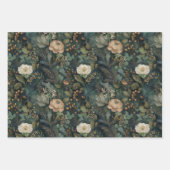 Elegant kerstfeest winter groen en crème bloemmoti inpakpapier vel (Voorkant 2)