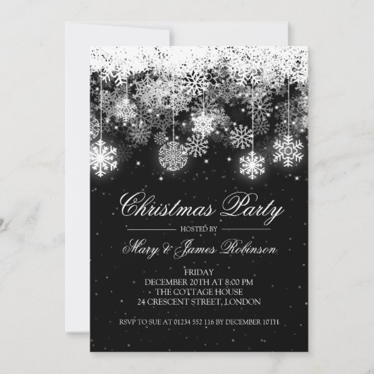 Elegant kerstfeest Winter Ornaments Black Kaart (Voorkant)