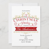 Elegant Kerstfeest Wit & Goud Uitnodigingen (Voorkant)