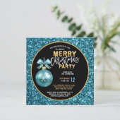 Elegant kerstfeest zwart goud blauw glitter kaart (Staand voorkant)