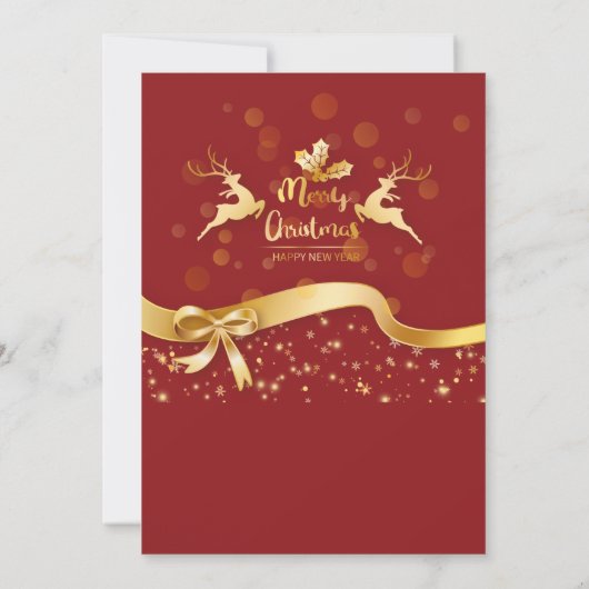 Elegant Kerstfeest Zwart Goud Rood Glitter Kaart (Achterkant)