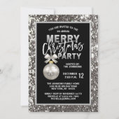 Elegant Kerstfeest Zwart Zilver Glitter Kaart (Voorkant)