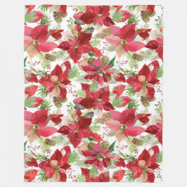 Elegant kerstfeestay Poinsettia Pine Cone Fleece Deken