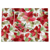 Elegant kerstfeestay Poinsettia Pine Cone Groot Cadeauzakje (Voorkant)