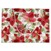 Elegant kerstfeestay Poinsettia Pine Cone Groot Cadeauzakje (Achterkant)