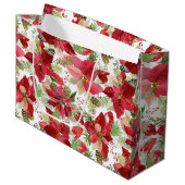 Elegant kerstfeestay Poinsettia Pine Cone Groot Cadeauzakje (Voorkant Gekanteld)