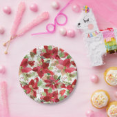 Elegant kerstfeestay Poinsettia Pine Cone Papieren Bordje (Feest)