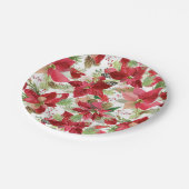 Elegant kerstfeestay Poinsettia Pine Cone Papieren Bordje (Gekanteld)