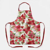 Elegant kerstfeestay Poinsettia Pine Cone Schort (Voorkant)