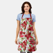 Elegant kerstfeestay Poinsettia Pine Cone Schort (Gedragen)