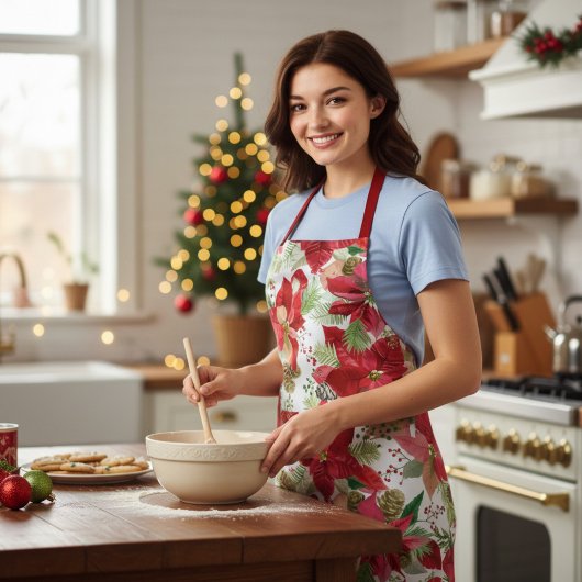 Elegant kerstfeestay Poinsettia Pine Cone Schort