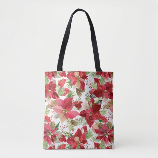 Elegant kerstfeestay Poinsettia Pine Cone Tote Bag (Voorkant)