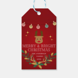 Elegant kerstfeestdag cadeaulabel