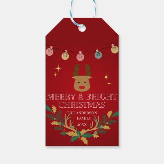 Elegant kerstfeestdag cadeaulabel (Voorkant)