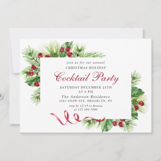 Elegant kerstfeestdag cocktail party kaart (Voorkant)