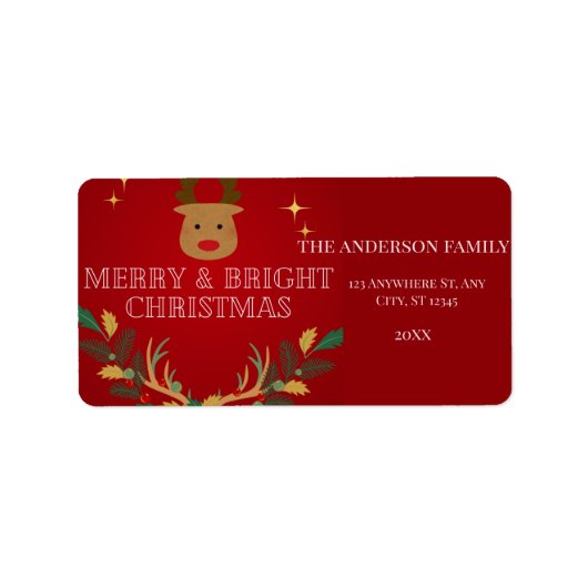 Elegant kerstfeestdag etiket (Voorkant)
