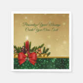 Elegant kerstfeestdag Holly, Bow & Candle Servet (Voorkant)