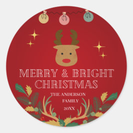 Elegant kerstfeestdag ronde sticker