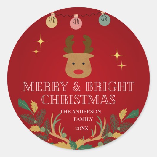 Elegant kerstfeestdag ronde sticker (Voorkant)