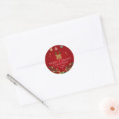 Elegant kerstfeestdag ronde sticker (Envelop)