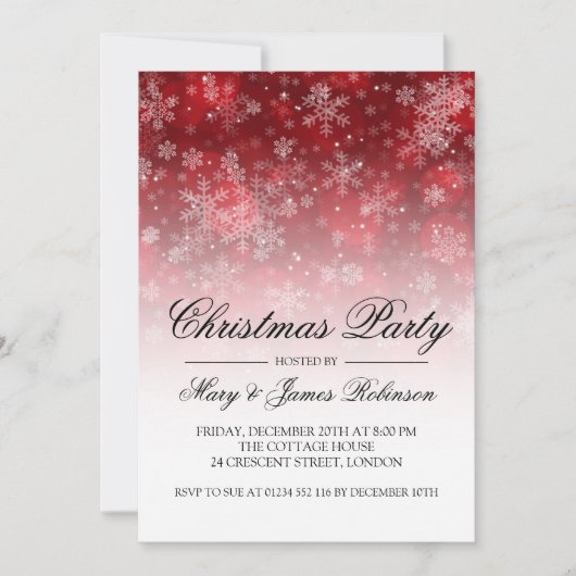 Elegant kerstfeestdag sparkle Red Kaart (Voorkant)