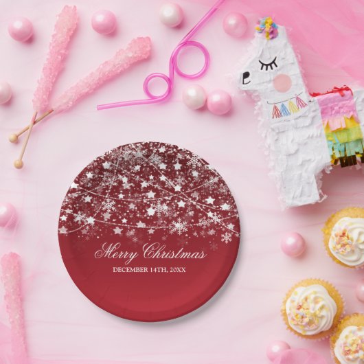 Elegant kerstfeestdag, strijklampjes rood papieren bordje (Feest)