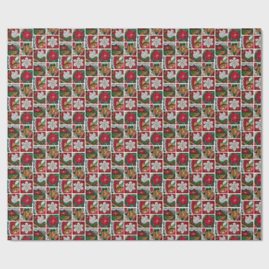 Elegant kerstfeestdag traditionele kleuren cadeaupapier (Vlak)