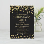 Elegant kerstfeestfeest Gold Black Glitter Kaart (Staand voorkant)