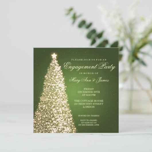 Elegant kerstfeestfeest (Gold Green) Kaart (Staand voorkant)