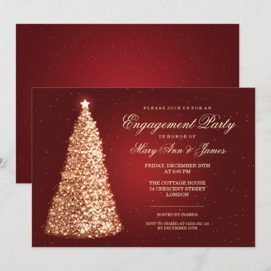 Elegant kerstfeestfeest Gold Red Kaart (Voorkant / Achterkant)