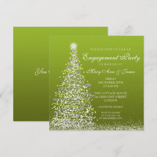 Elegant kerstfeestfeest Groen Kaart (Voorkant / Achterkant)