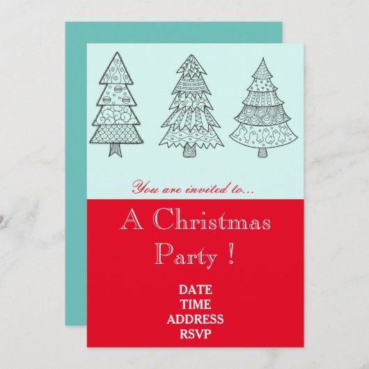 Elegant kerstfeestfeest kaart (Voorkant / Achterkant)